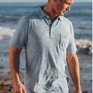 Faherty Salt Wash Indigo Polo
Striped Short Sleeve Shirt Size Medium